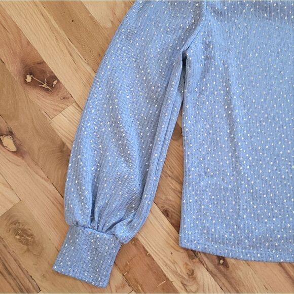 LUSH Sparkly Mock Neck Long Sleeve Top in Slate Small - Picture 6 of 7